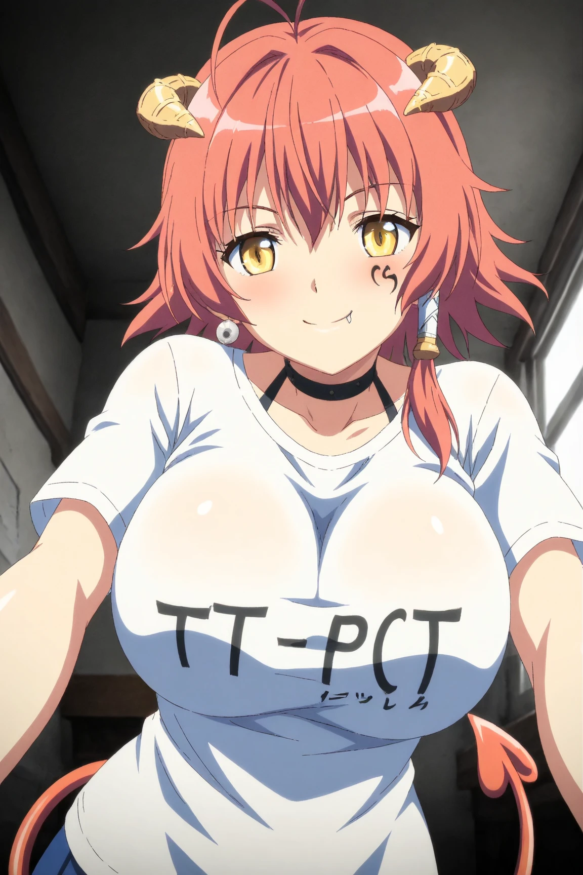 pink hair, short twintails, hair bobbles, star hair ornament, asymmetrical bangs, short hair, pink-framed eyewear, purple eyes,, empty eyes , large breasts, solo, nsfw, nipple, ride a bicycle