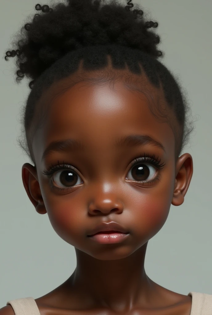 realistic portrait of a baby, African American ((dark brown skin color)), (((chibi)), ((sleeping)), ((bed, room)), wearing blouse, blue pants and black shoes, current fashion, African style hair, dark lighting background, close-up, product vision, detailed facial details, perfect face, sharpness, trend art, sharp facial details, cgsociety, very high quality digital art, exquisite hyper details, 4K, 8K soft lighting, --ISO 100 dreamer, fashion-