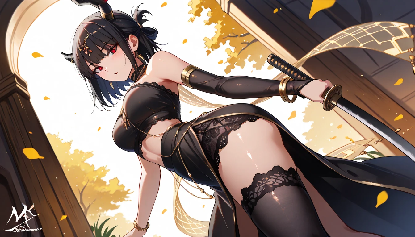 {perfect anatomy},((beautiful face:1.1)),((1girl, 1black man,sex from behind, standing, arm grab, standing sex, arm held back , bent over:1.8)), (masterpiece, best quality:1.2), (Ahegao, blush, Sweat, Open mouth, Rolling eyes, Tears, Tongue out:1.5),(Parted lips),(Closed eyes:1.3),(Feeling weak), masterpiece、highest quality、highest level、best image quality、debris flies、intricate details、High resolution、depth field、Natural light、professional lighting、(cute:1.2)、very beautiful 18 year old cartoon girl、(high detail skin: 1.2)、(big breasts、perfect anatomy),aakitasan, animal ears, short hair, streaked hair, hair ornament, medium breasts, horse tail, cleavage, clothing cutout, detached sleeves, shimenawa, skirt, black thighhighs, outdoors, smile, cowboy shot, standing, straight-on,