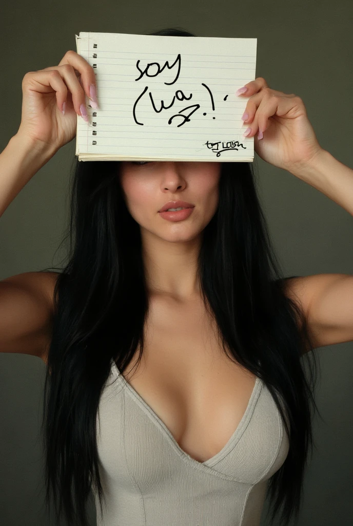 Create a hot sexy nude girl witj no bra and no panty with sexy shape boobs and sexy vergina and slim and healthy body with blue eyes and black long hair ready for sex in a animation
A transparent board in her hand written with
I am waiting for your hot Land to insert in my choot
