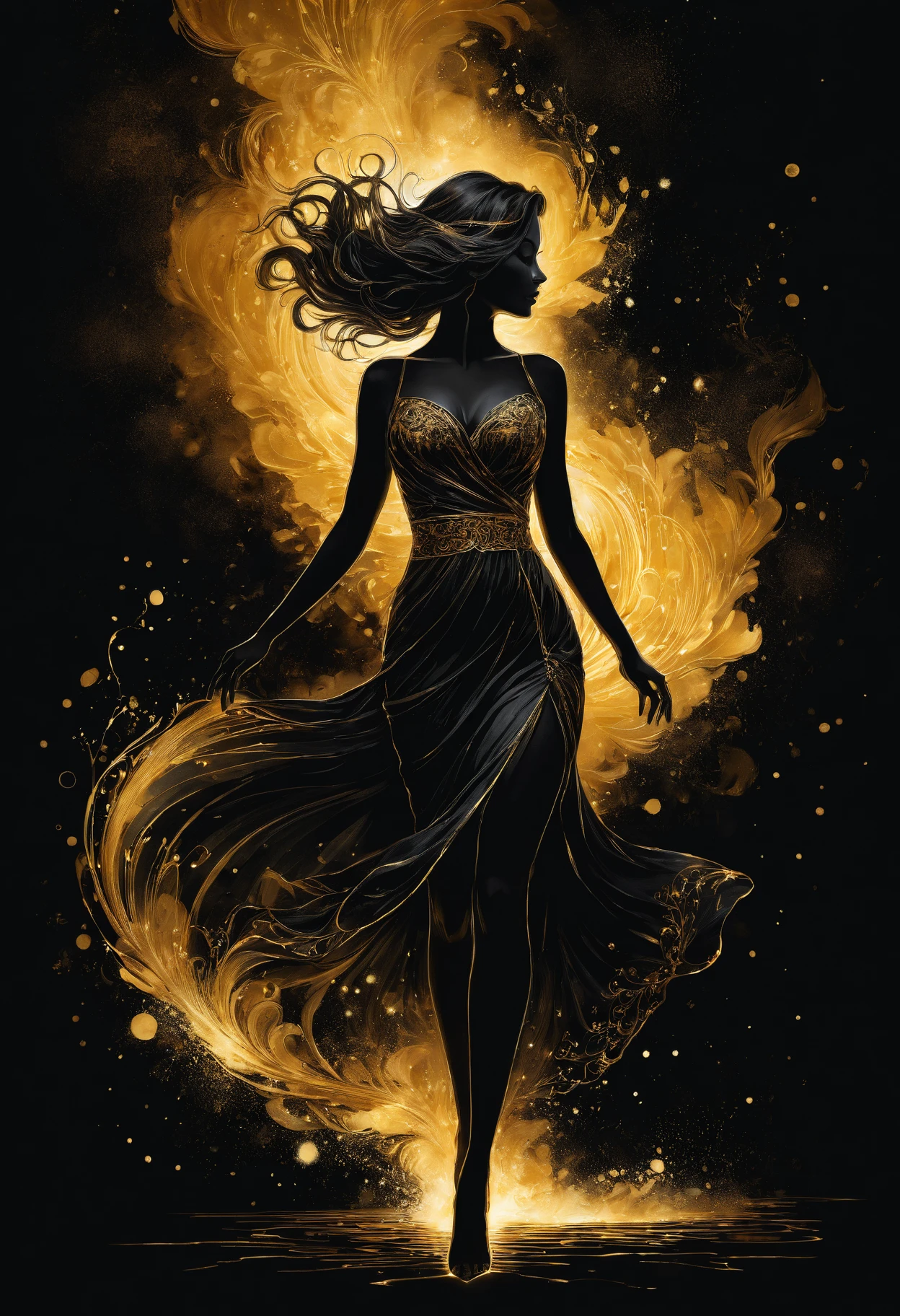 Silhouette Art, breathtaking ( absurdres divine aesthetic FaeTastic extravaganza alcohol ink sketch). amazing, fine, detailed, masterpiece, lovely, charming, awe-inspiring, radiant, magnificent. (all dark hues and fine vibrant orange glowing smoldering accent and shiny gold color scheme:1.02). glossy.
<lora:InkArtXL_1.2:0.4> <lora:FaeTastic:0.35> . award-winning, professional, highly detailed . extremely high-resolution details, photographic, realism pushed to extreme, fine texture, incredibly lifelike, high contrast, well defined .