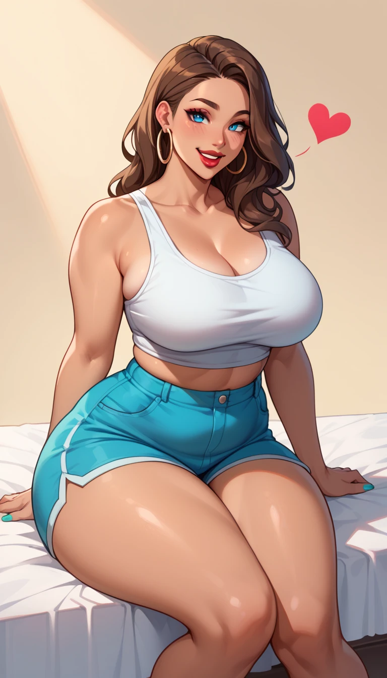 HDR, Upper body portrait, Floating, 1woman, solo, jordan carver, black woman, hairband, blunt bangs, (mole under eye:0.7), (extra long and thick luxurious braided hair with cerise highlights), freckled skin, huge breasts, (wearing massive blue and yellow college bomber jacket with tight anime logo t-shirt and mauve plaid miniskirt), (knee high socks), smiling and seductive, (blowing a gigantic bubblegum bubble from the front her lips), (indoor neon lit arcade with arcade cabinets), (((muscular))), giving seductive look to viewer, (several air hoses connected to her thighs and arms and back from air canister in room), (rubber vinyl seams down centers of exposed arms and legs), blow bubble gum!!!