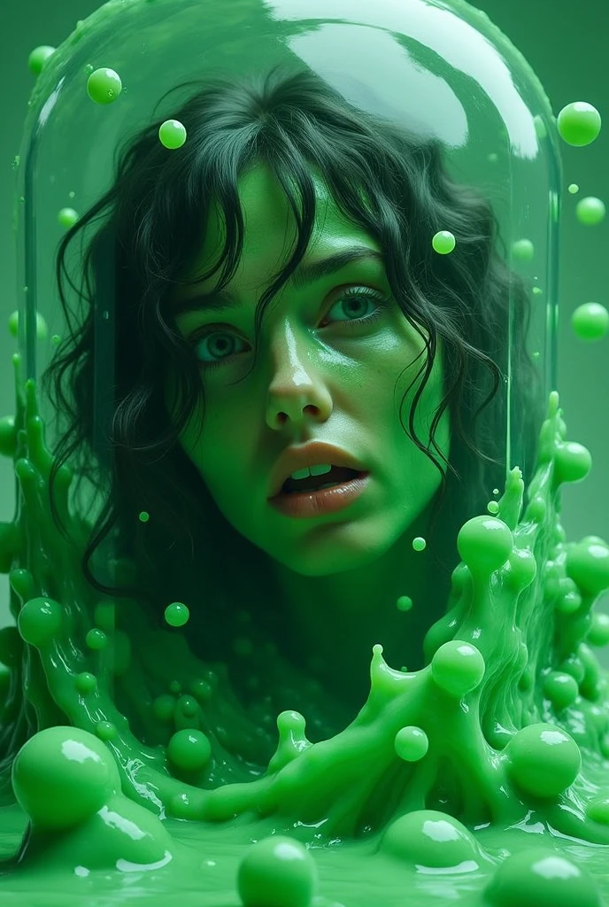 One beautiful and delicate portrait of a playful cute girl with short boyish hair, black hair, emerald green sea, mischievous smile, dancing petals, (top quality, masterpiece, ultra-realistic) and petals floating in the background