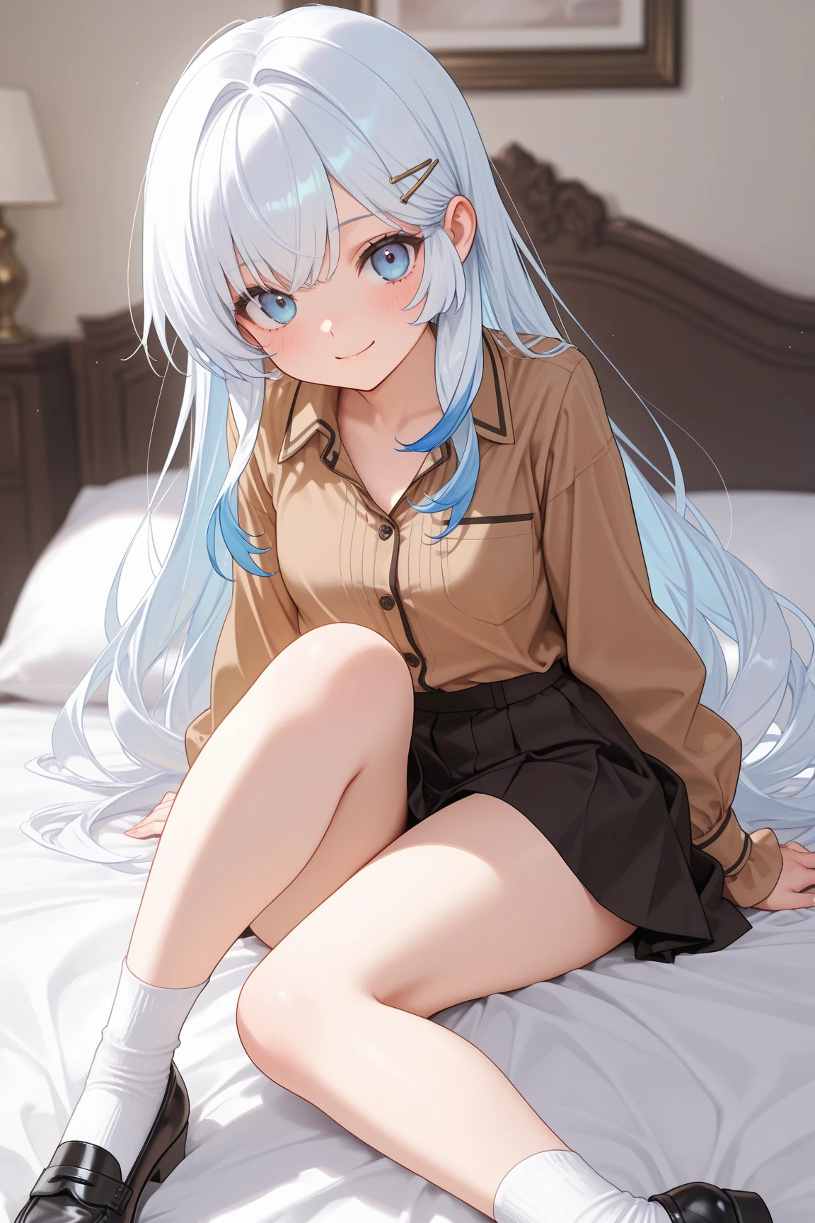 tmasterpiece, Best quality, The content is very detailed,tmasterpiece,Best quality,offcial art,extremely detaild的 CG unified 8k wallpapers,1girll, old,{white stockings},shyexpression,A girl takes off her shoes at home,Socks that emit steam,Steam collar
