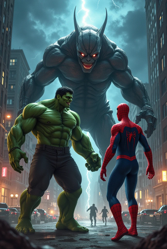 A poster of Spider-Man with a new costume, the villain scorpion with a technological green armor , behind them mary jane and uncle ben and written spiderman endless chaos 
