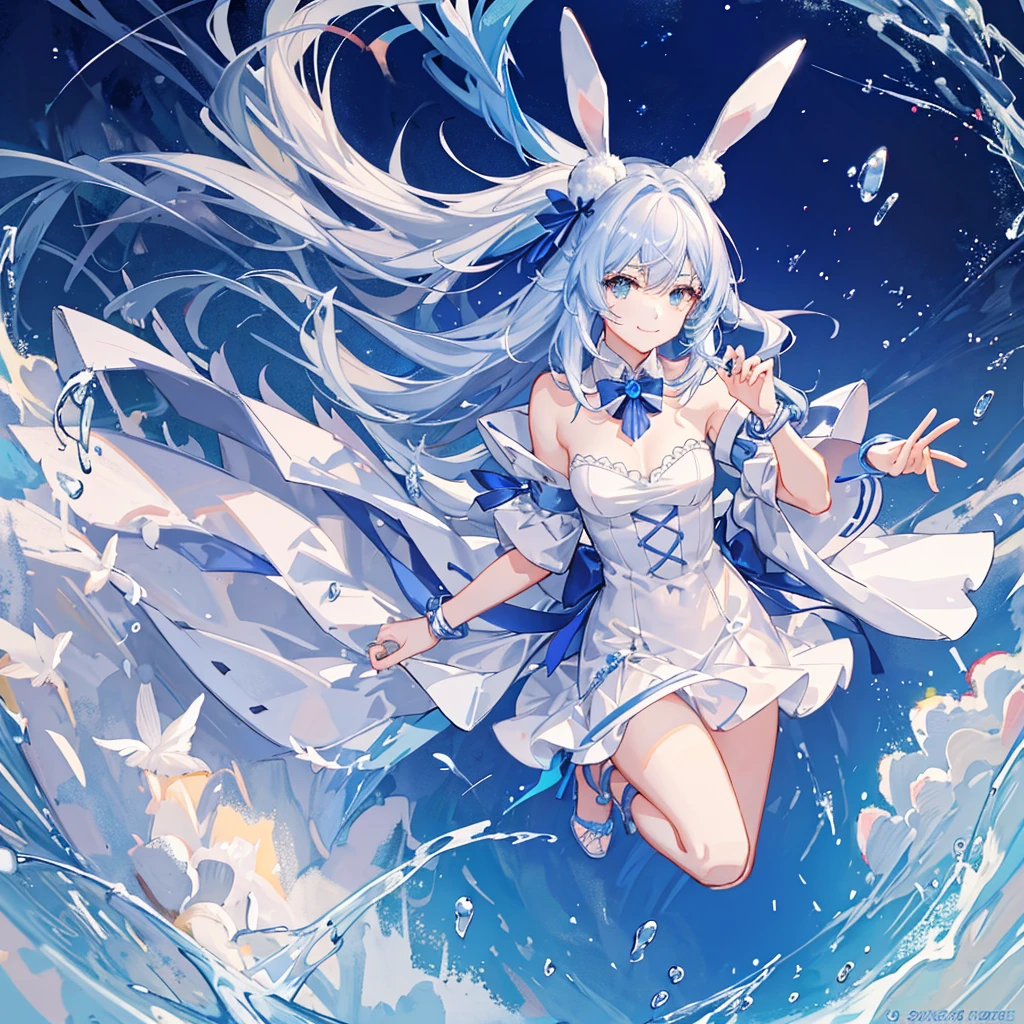 animemanga girl, white color hair,rabbit girl,A butt that makes people want to rub their butts ,Seductive face,White tights, --auto