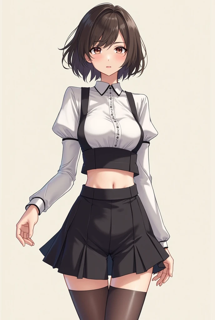 1girl in、The shirt、skirt by the、(small tits)、Walking with a thigh、Upper body portrait、