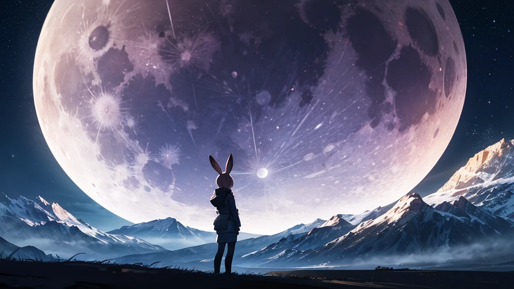 1girl, distant girl wearing a kimono staring at the stars, (zoomed out:1.1), (meteor shower:1.2), (comet:1.1), your name, low angle, from behind, aroura borealis, shooting star, suzumiya haruhi, solo, pantyhose, animal ears, rabbit ears, playboy bunny, brown hair, hairband, hair hair ribbon, short hair, medium, breasts,cherry blossoms, standing in a field,best quality, masterpiece, cloud,colorful, starry,stars, <lora:LAS:0.9>, <lora:suzumiya_haruhi_v1:1>