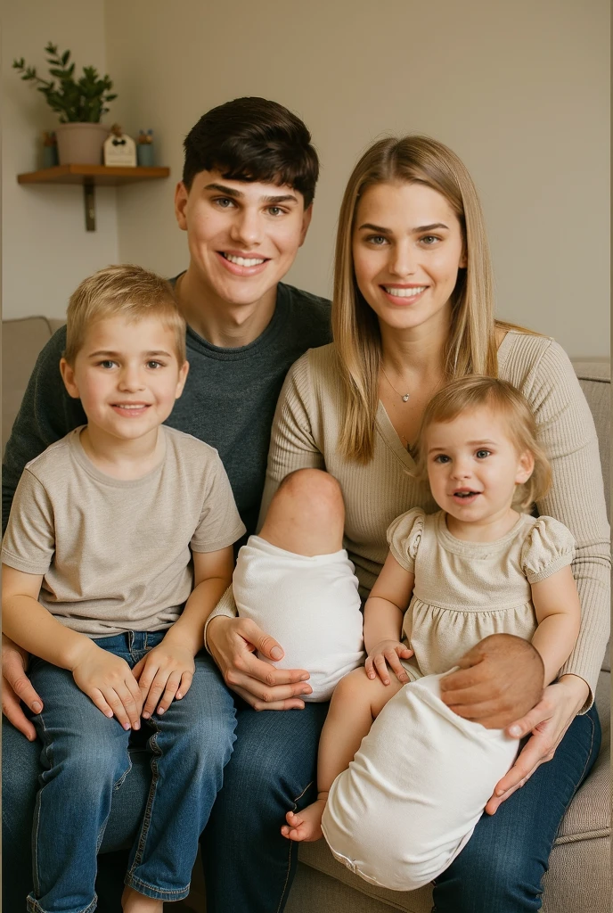 There's three people holding a baby and a boy, imagem de perfil, Family photo.