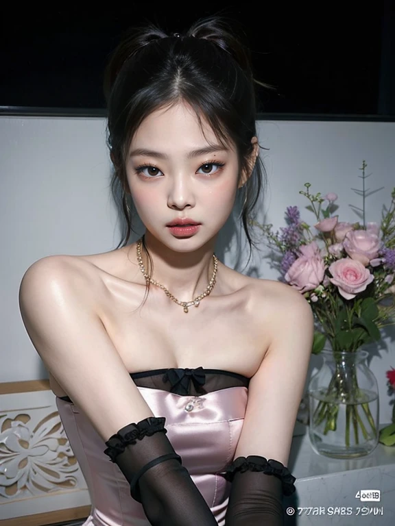 um close up de uma mulher em um vestido rosa posando para uma foto, jennie blackpink, jennie, Lalisa Manobal, taejune kim, wenfei you, jossi do blackpink, Xisionwu, Seseon Yoon, parque roseanne de blackpink, linda jovem coreana, Heonhwa Choe, linda mulher sul-coreana, gongbi, cabelo loiro, olhos verdes.