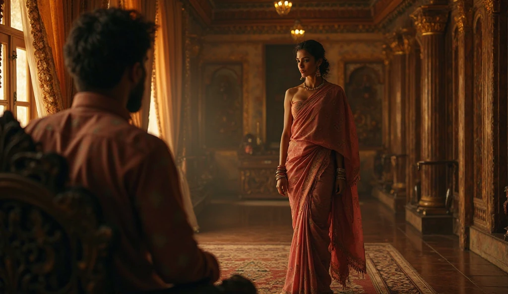 39 year old woman in saree with big boobs dusky skin with a boy