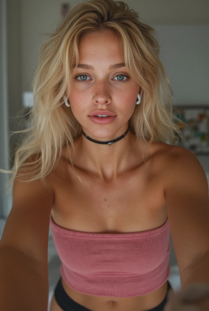 Taken by iphone, flash camera, sharp, detailed slightly freckled tanned face, Realistic film grain, rough skin, skin blemishes, sexy Cute nervous sweet 19 year old blondes young girls in a bathroom showing off curves, Hot American very young high school girl in a sexy crop top babysitter costumes, whore,, blonde, European, very young girl, showing off her curves, very pretty, sad expression