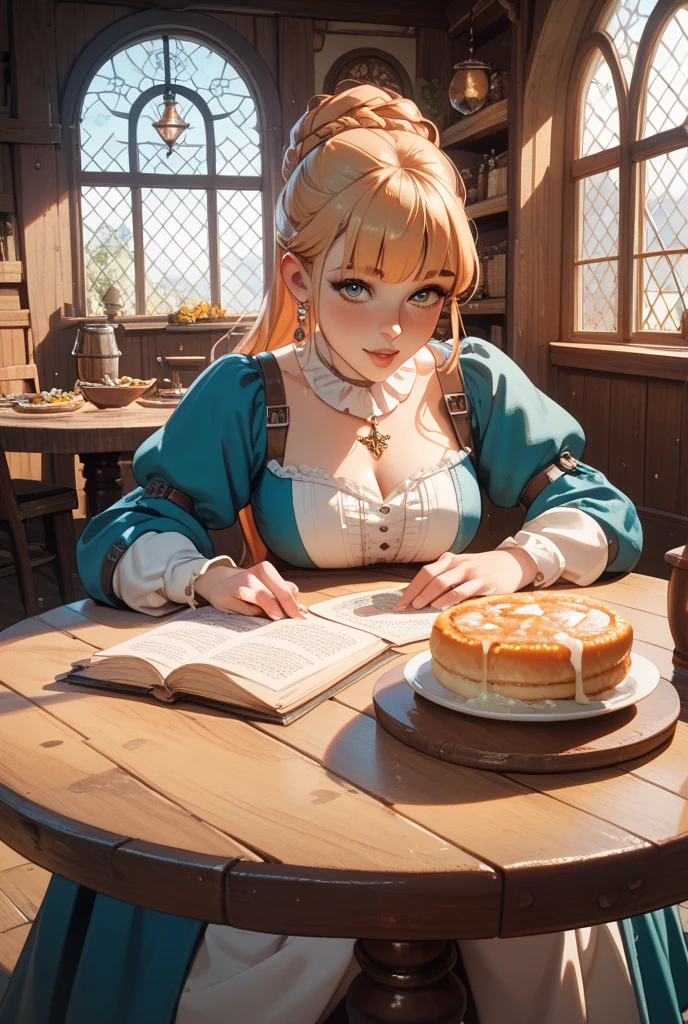 masterpiece、top-quality、hitornfreckles、a little fat、a blond、Braids