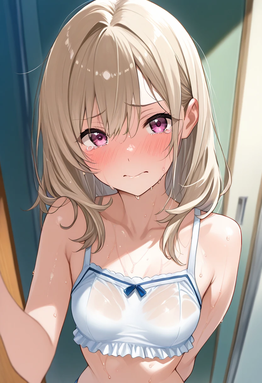 Cute beautiful girl、Big eyes、naked、(blush:1.3)