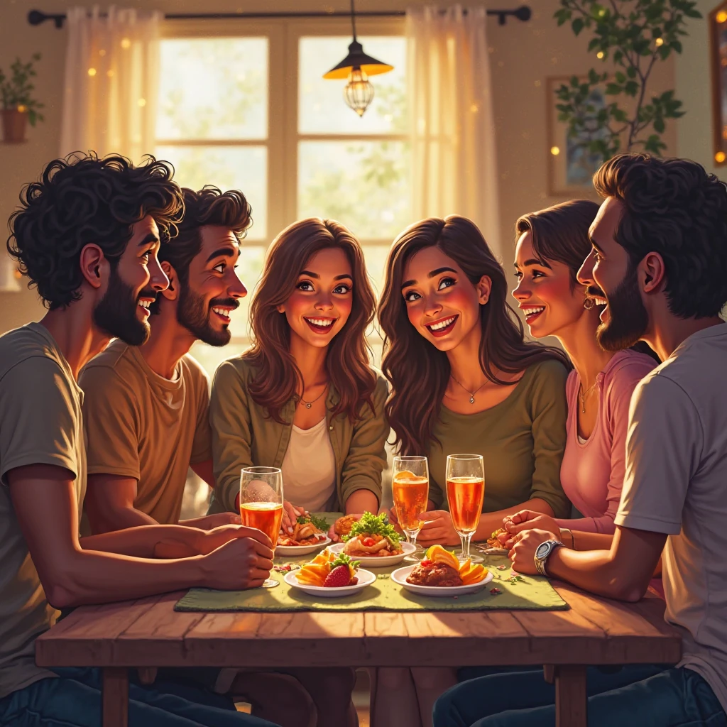friends 2 men and 2 women surprised that a girl brought tortilla cones filled with chicken popcorn with vegetables and sauces on a real picnic