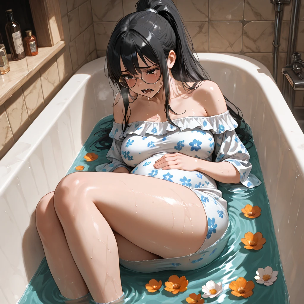 artwork, Attention to details, beautiful girl, light brown skin, big breasts, long black hair and black eyes, With a red shirt, bare legs, black panties, whole body, barefoot, trapped inside a transparent jar, waxed inside, inside the jar, whole body en el frasco, sentada inside the jar 