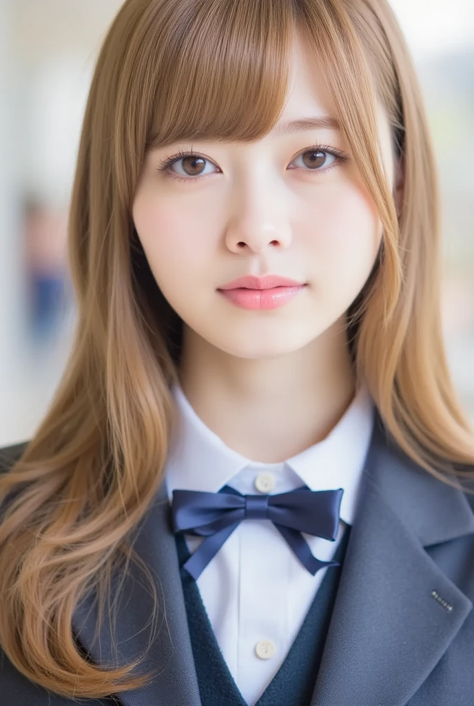 (masterpiece, best quality:1.2), beautiful Japanese girls, Light Blonde Long Disheveled Hair, very detailed with bubbles, naturally beautiful that exist, high resolution, 1 girl to improve Sa, ((school uniforms)), Loosen Your Tie, photo studio, pose 、Black