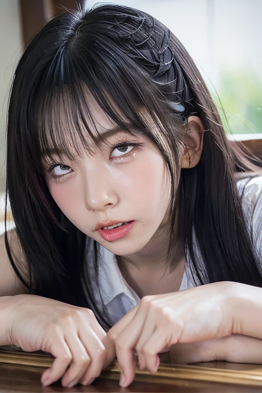 tears,full bodyesbian,Close eyelids,Transparent woman,Ōki,short-cut,refreshing,blue-sky