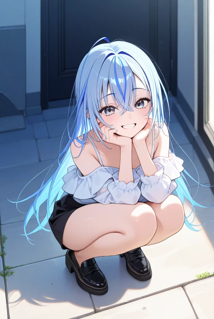 (Very detailed CG Unity 8K 壁紙),(masterpiece), (Highest quality), (Very detailed), (Best illustrations),(Best Shadow),1 Girl、front、School、Sailor suit、Angle from the front、Underwear is visible、Sitting(I have my legs open)、Camel Knob、
