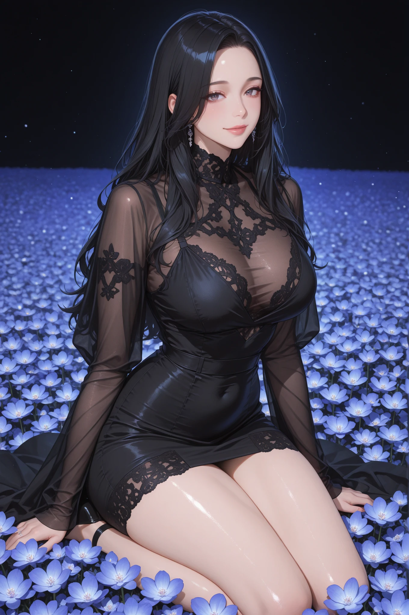 (highest quality、high detail:1.1、Very attractive adult beauty、Add intense highlights to your eyes、Backwards、look back、Beautiful woman full of adult charm、perfect anatomy、silver hear、long hair、shiny hair、lip gloss),1 girl, solo, realistic、tilt your head a little, short and shiny hair、  knit sweater、stylish muffler，bangs、Big eyes、eyelash、face is a little red、embarrassing)、((hotel、on bed))、Big eyes、Give students very strong highlights、(gigantic breasts,sagging breasts:1.5}、very big ger breasts、very beautiful beauty、Please show your ears、long neck、smile a little、beautiful teeth、open your mouth and smile、heart-shaped eyes))、28 years old、very cute super model、tall、（gravure pose、fullbody：1.3）