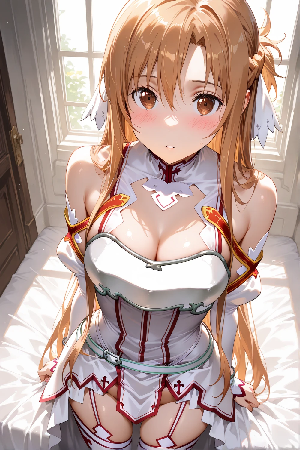 Super high quality by Art God, Super detailed, High resolution, Shinkai Makoto style, Anime Moe Art Style, Best Anime 8K Konachan Wallpaper, pixiv Contest Winner, Perfect Anatomy, break,(眠そうにalone学校へ歩いていく女の子を描いてください. ),break, Surreal , (alone,, Tomboy,:1.3),Complete limbs, Full Finger,, The charm of androgyny,, Flat Chest, Small Ass, between legs, Sleep, (sweating:1.3), bedroom, wear , Lying down, Wet Hair, (Masturbation:1.5),((Girl trembling with sexual climax:1.4)),Expressing trembling movement with lines,(彼女のbetween legsから愛液が滴り落ちている:1.2), Forced sexual sensation, blush, Heavy breathing, (Steam Breath:1.2), Spread your legs,Expand the uterus,Ecstasy, ,(orgasm:1.3),(Showing nipples:1.3),Bottomless,Afterglow,Drooling,Tears at the corners of the eyes,clitoris, vagina,From above, break,Highly detailed skin, Shiny skin,Best lighting by famous artists, 8K, figure,asuna, long hair, brown hair, braid, brown eyes, bare shoulders, armor, breastplate, white sleeves, detached sleeves, red skirt, pleated skirt, white thighhighs,break (Long Galabiya, Gelabba, Adult Girls, sexy, Gorgeous Arabian Galabiya:1,2) break Spread your legs,Kneel,Sobbing,Body plumpness, break (masterpiece:1.2), Highest quality, High resolution, ユニティ 8K 壁紙, (shape:0.8), (Beautiful details:1.6), Highly detailed face, Perfect lighting, Extremely detailed CG, (Perfect hands, Perfect Anatomy),