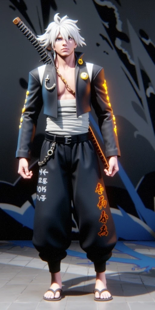 a male, (cracked stone skin:1.4), (intricate details:1.22), hdr, (intricate details, hyperdetailed:1.2), full body, cinematic, intense, film composition, cinematic lighting, (rim lighting:1.3), color classification, cyberpunk city background, baki face the champion, casual clothing