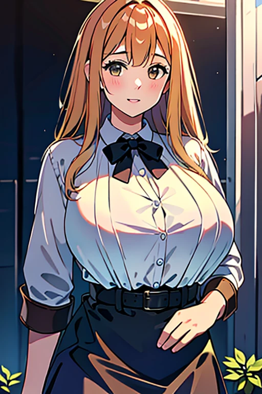 (Masterpiece、Highest quality、Very detailed、4K)、One Woman、17 years old、Big Breasts、suspenders、stand、((Confident々))