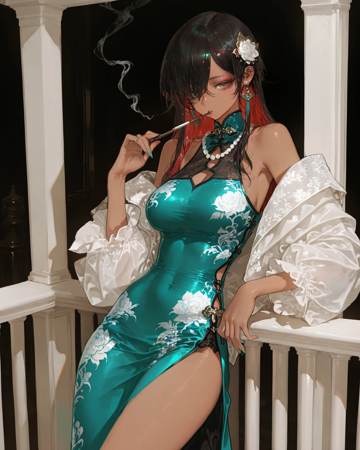 (photorealistic:1.8, highest quality:1.8,8K masterpiece:1.8,High resolution,muste piece:1.8,RAW Photos,cinematic lighting,red and purple dream colors),one goddess、(two tone sexy clothes、slit mini skirt、choker、knee high stockings、loafer shoes、Cleavage cut,),(beautiful detailed blue eyes:1.7,double eyelid:1.6,beautiful skin), (looking at the camera:1.5),(Photo seen from below:1.5),( midium Hair:1.2,Beautiful shining blue lime colored hair:1.5), expression(Impish Smile:1.3,face turns red:1.3),(Moderate chest:1.3), Pause(stand with legs apart,Seductive pose:1.5), background(Bright forest with blooming flowers),(detailed perfect face),anatomically correct,correct move:1.5,correct foot:1.5,4 fingers and 1 thumb in correct proportions,(cameltoe),No split screen,slender abs:1.2,highly detailed skin:1.2,(Young sensual gravure idol)