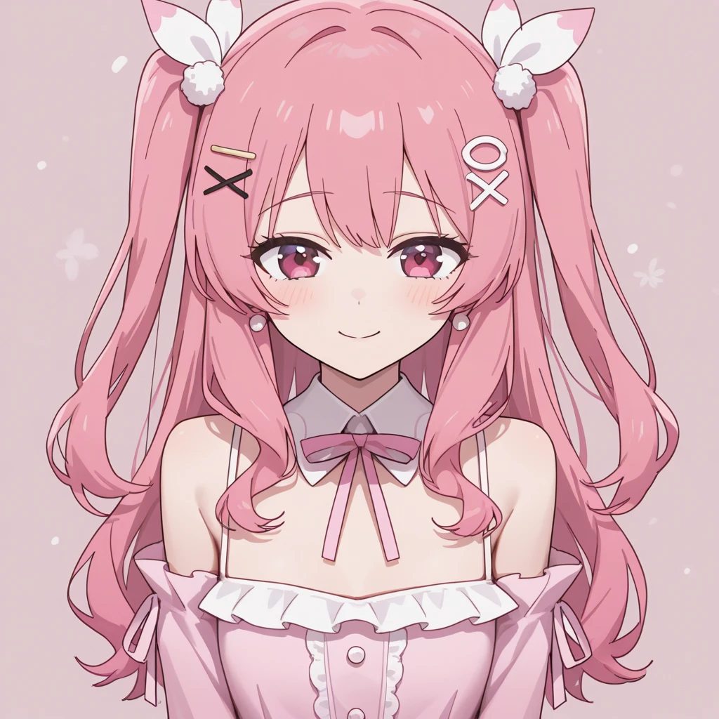 1 girl, long pink fur, Heart shaped eyes,rabbit ears, {Girl with pink semi-long hair、 The name Nami}, (pink eye color), {evening、evening's bedroom、Dark、electricity、bed、pajamas}, (smile) , mole under the eye, Heart shaped choker, (masterpiece, of the highest quality), Very detailed, of the highest quality, official art, beautiful and aesthetic: 1.2), (1 girl), Very detailed, (geometry art: 1.3), showy, more detailed ?d1 girl, Pink semi-long hair, symbol eye, {A girl with long pink bun hair The name Nami}, (green eye color), (smile),mole under the eye, Heart shaped choker, (masterpiece, of the highest quality), official art, beautiful and aesthetic: 1.2), (1 girl), Very detailed, (geometry art: 1.3), showy