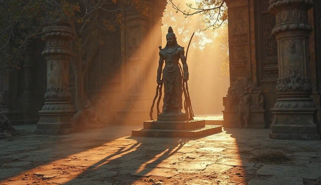 Entrance to the Garden of Eden、Cherubim statues on both sides of the gate and、Place the sparkling sword flame、