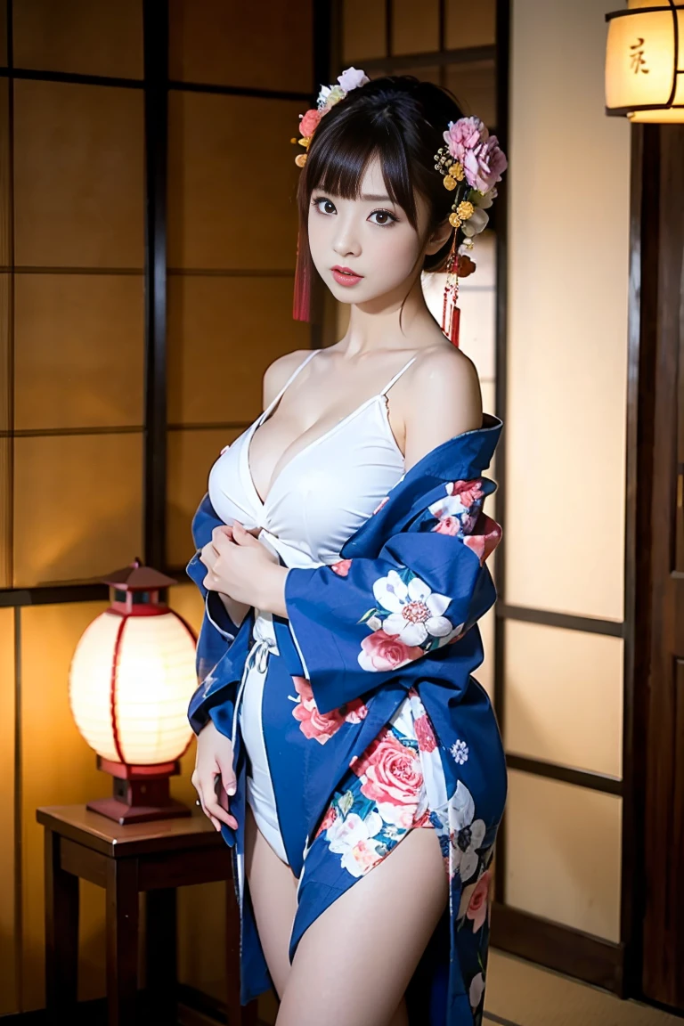 top-quality、masterpiece、ultra res、cute girl face、Onsen inn、Wearing a yukata、full bodyesbian、Famous actresses of Japan、very beautif、A sexy