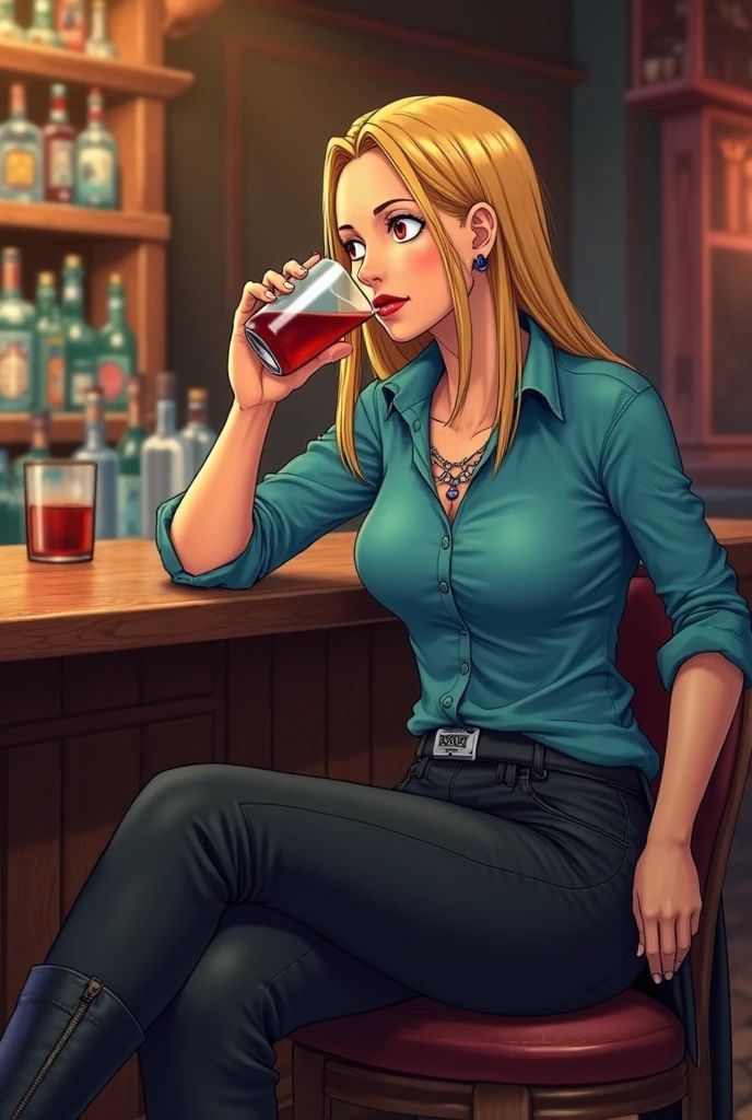 portrait, photo of BrittBaker, beautiful woman, hair updo, upsweep nightclub, sitting at bar, (masterpiece) (best quality) (detailed) (8k) (HDR) (cinematic lighting) (sharp focus) 
