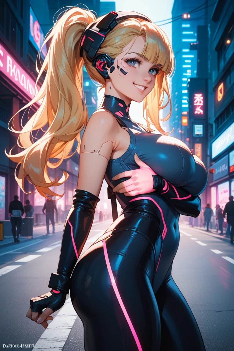 girl swimmer,((girl with extremely cute and beautiful blonde hair)),
(large breasts:1.4),saggy breasts,(((very light blonde hair:1.35,straight hair,long hair:1.4,colored inner hair,ear breathing))),(((neon_pink_eyes:1.3))),intricate eyes,beautiful detailed eyes,symmetrical eyes,((fat)),(((lustrous skin:1.5,bright skin: 1.5,skin tanned,shiny skin,very shiny skin,shiny body,plastic glitter skin,exaggerated shiny skin,illuminated skin, wet legs))),(spider lower abdomen,narrow waist,wide hip,athletic body,inflated legs,detailed body,(detailed face)),
cute,slutty,seductive,erotic,(((nsfw))),
zettai ryouiki,((one-piece_swimsuit magenta,wearing a one-piece_swimsuit outfit:1.3,swimsuit type spacesuit,magenta armor swimsuit:1.3)),((wet clothes,intricate outfit,intricate clothes)),
(dynamic pose:1.0),embarrassed,(centered,scale to fit dimensions,Rule of thirds),
cyberpunk city by the ocean at night, with bright neon signs and dark stormy clouds and puddles, scenery:1.25,
artistic photography,(photography taken by sldr),highres, sharp focus, (ultra detailed, extremely detailed), (photorealistic artwork:1.37),(extremely detailed CG unity 8k wallpaper),((synthwave background theme)),(((vibrant colors))),(intricate background),(masterpiece),(best quality),