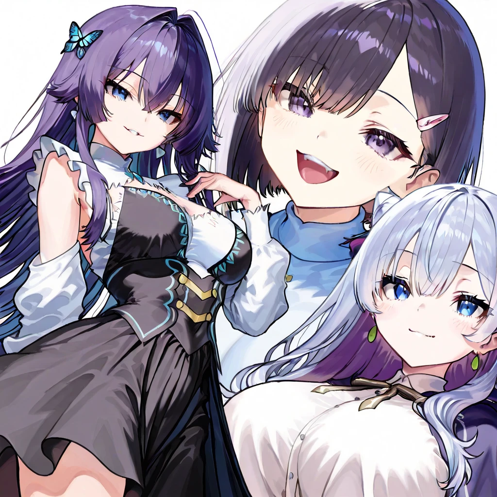 new Harem anime main visual style,pregnant girls wearing dress,happy,3 Pregnant girls,Poster Image