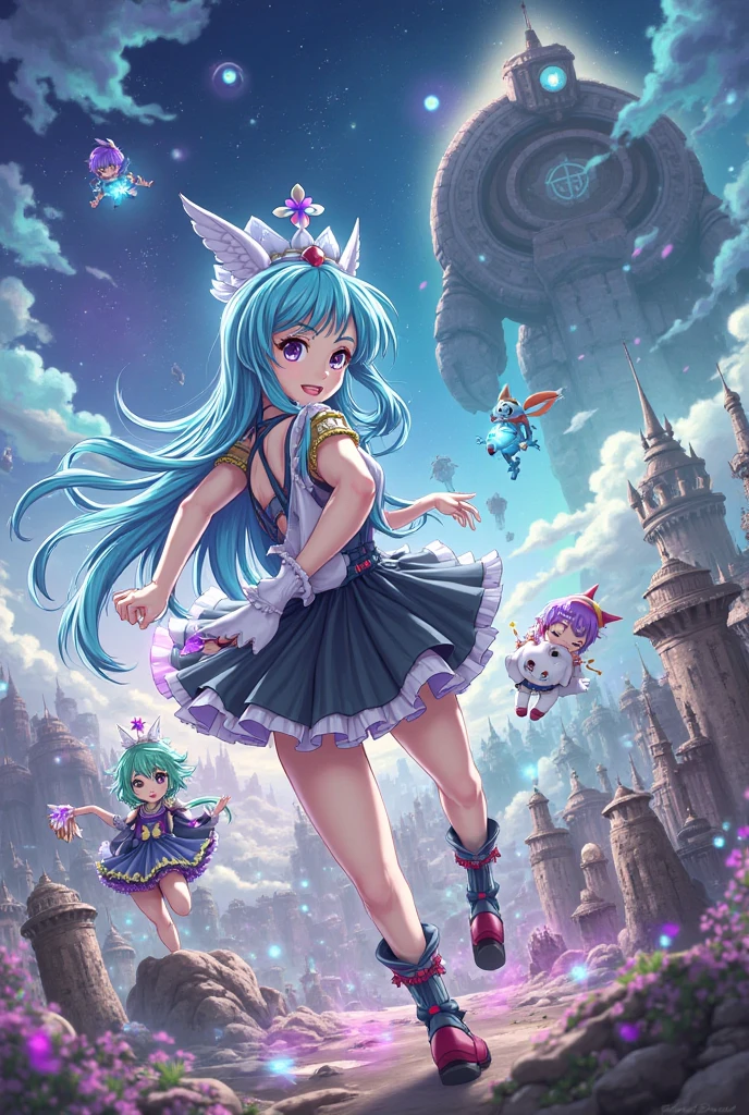 Girl Anime Figure, 3d rendering,author:Yanren, Polycount trend, concept art, Anime style 3D, stylized anime, charming3Danime girl渲染, anime girl跑步, Anime cute art style, Nendoroid style, charming 3d rendering, anime stylization, 粉红色头发的anime girl, anime girl running, young anime girl, chibi anime girl, charming!! chibi!!!, anime girl, witch, girl wearing, chibi girl, charming anime girl, anime chibi, charming anime girl portrait, anime girl, charming witch, anime girl with medium long hair, Pink hair female anime character, devilish little eyes, little devil tsundere, Posing in a white dress, chibi, chibi charming, chibi, mini size, pretty girl, second-class, 3rd life, Magical girl, silver bracelet, silver accessories, silver ring, Magic wand, Golden wand, little tsundere, The corners of his mouth look a little angry, The eyes look a little angry, the corners of your mouth rise slightly, whole body figure, whole body, chibi figure, minifigure, turquoise cane, turquoise wand, Magic wand, Magical girl, mini size, mini