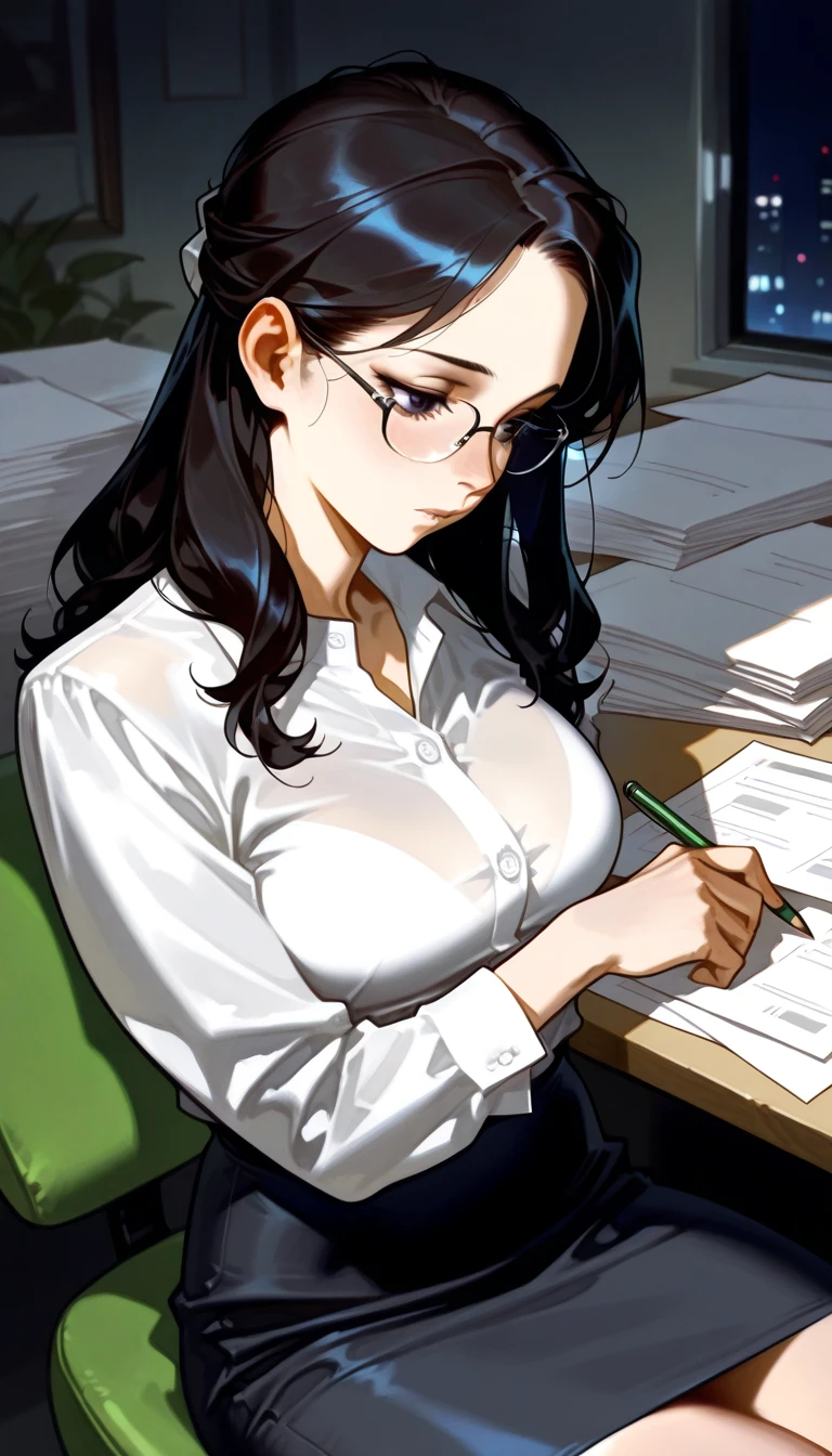 Bayonetta from the first game in an office