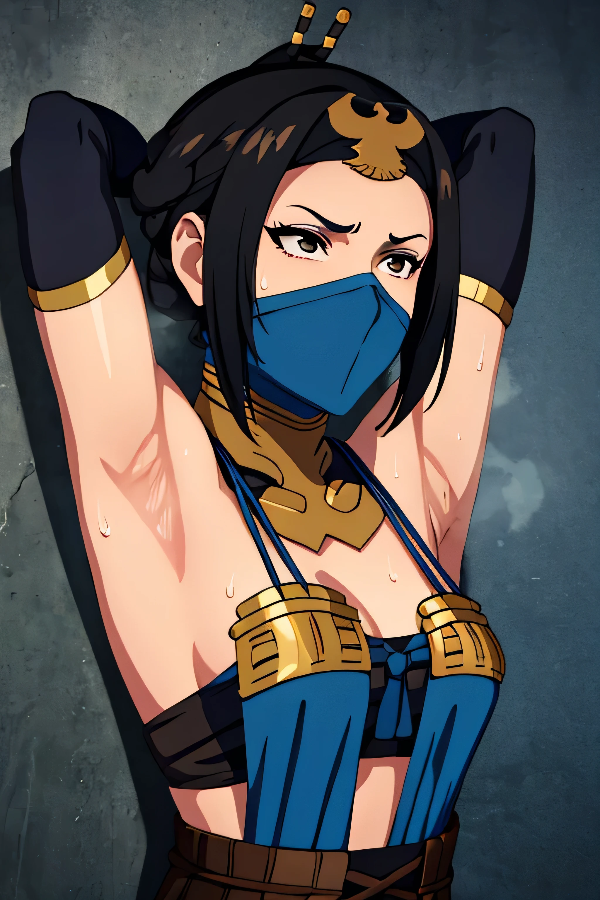13 year old beautiful girl from a 90s anime shonen movie, tied up and captured, gagged, damsel in distress, DID anime scene, atractive body, Beauty,