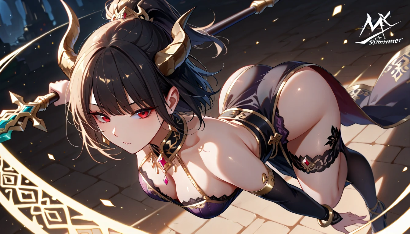 ((Draw every detail with high precision)Extremely precise depiction)[high resolution],(detailed illustrations,とてもbeautifulで緻密な描画,Delicate lines and rhythm,Realistic texture expression),[Color drawing main line],[Ruins background []],endless (Anime Girl (beautiful) 16 years old)  [(Tanned skin) [glossy black hair]],((bet) Beautifully decorated golden cyber armor) ([Complex decorative processing] [elegant],Gorgeous golden luster (Polished reflective gloss)) [Luxurious],Gravure printing,[Oparts Stolen Technology [Hieroglyphics]],(複雑でbeautiful装飾 [Dense details]),(きめ細やかでbeautiful肌表現 [transparency]),[完璧な目のdetailed (Beautifully detailed iris)(Eyes like deep sapphires)],(Eye light[Accurate Lighting，protect eyes]),[長くてbeautiful睫毛],[Accurately drawn hair [美しく艷やかな髪のdetailed]],(完璧な手のdetailed [破綻のないbeautiful指 [beautiful nails]]),(Perfect anatomical structure(Perfectly balanced proportions))[[Full body portrait]],[[Highest level of design]][Ideal color coordination(Accurate simulation of the interaction between light and material)],([Precision details](detailed,高beautiful)),[The visual art of storytelling],((best quality)beautiful[[High-density drawing]])[Full HD].{Full body shot}