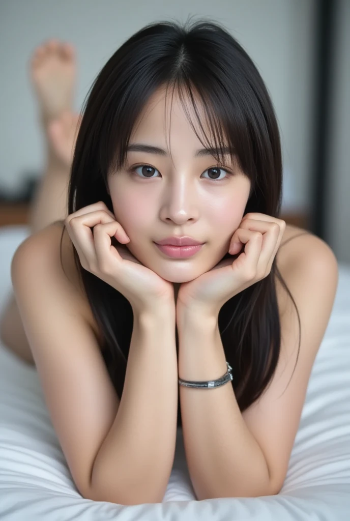 Highest quality, Face focus, Soft Light, Ultra-high resolution, (Realistic:1.4), RAW Photos,
Japanese girl, cute, (pupil, Eye light), Detailed beautiful face, ,(High resolution detail of human skin texture),
(Long Hair),
indoor,Bed,she is sidewayy nipples are very erect、Upper body naked、Looking at beauty in the full-length mirror、(Wearing light blue tape)、