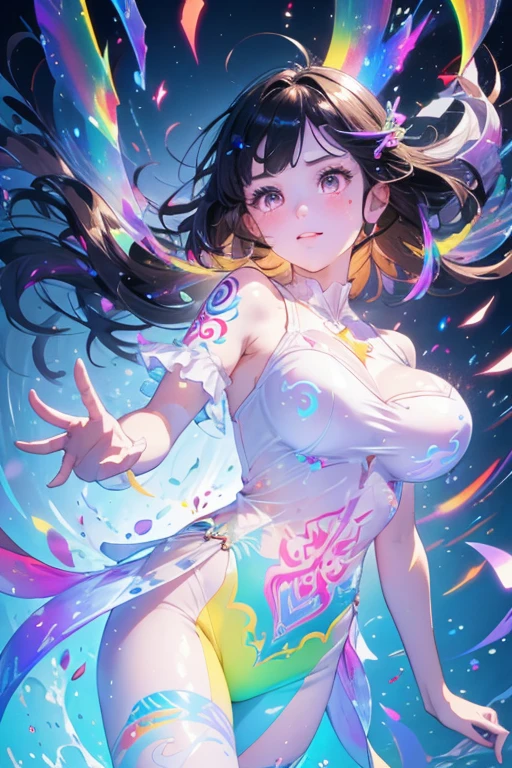 {{amazing quality, great quality, high quality, very aesthetic, aesthetic, best quality}}}},
realistic, photo, shadow, Three-dimensional, absurdres, Digital art,
{{{{Magical girl}}}}, beautiful girl, one girl,
black hair, long straight hair, hair, trimmed hair, shiny hair, blunt bangs, short sideburns,
brown eyes, tareme,
{{flat chest}}, {{small breasts}}, {{detailed body}}, slim thighs, thin thighs, {{{{{Princess Knight}}}}}, {{{{white full body tights}}}}}, {{{golden breastplatered}}}, {{{Visible chest}}}, {{gold chest armor}}, {{gold arm armor}}, {{gold leg armor}}, {{{{covered navel}}}}, {{{both shoulders expose}}}, heart-shaped choker on left arm, upper body, heart brooch, white headband, white circlet, distress, resistance, defeat, inferiority, sexual pleasure, troubled face, shy, orgasm, trembling, disheveled hair, torn clothes, wet clothes, melted clothes, damaged clothes, take off one's clothes, transparent clothes, groin, vagina, {{{{{紳士ハンド}}}}}, monster's hand floating in the air, Massaged by multiple monster's hand, Mangled by multiple monster's hand, multiple perverts, clothed sex, Intercrural legs, rape, bind, restrain the arms, restraining legs, backwards, look back, Landscape, Immerse yourself in the cloudy liquid up to your waist, cloudy liquid, get wet, take a bath, wet hair, slime bath, swallowed by slime, Inside the slime, bound by super huge transparent pink slime, Caught in super huge transparent pink slime, Nipples caressed by super huge transparent pink slime, The super huge transparent pink slime caresses the crotch, My body is caressed by a super huge transparent pink slime,