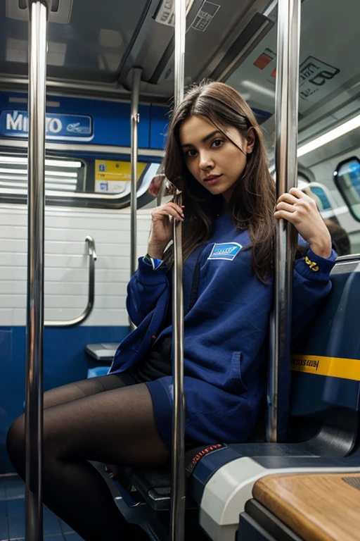 Masterpiece, extremely high definition, full body, close to viewer, unbeliably handsome and extremely attractive 17 year-old spanish teenager girl, long polo shirt, skirt