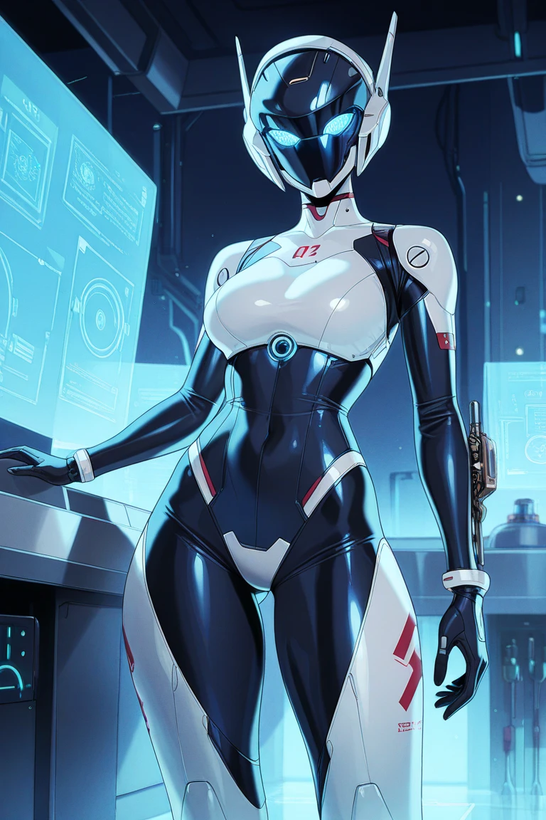 furry robot female standing inside a factory, full_body, cables, ultra detailed, electricity, sfw