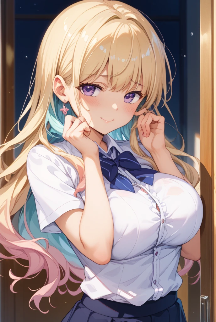 (Very detailed illustrations、Bright colors:1.2),(anime:1.5)(masterpiece, 8k), (最high quality, high quality:1.4), Perfect Anatomy, Very detailed,masterpiece background,, v8K wallpaper,Perfect design,Award-winning art、(、White Beret,huge breast,cleavage,Climax,Climax、ecstasy、Noumikudryavka,Platinum Blonde Hair、hair ornaments,blush、sweat,steam,orgasm,spoken heart,Kindergartener,bedroom,spread legs,pussy juice,pinafore overalls,smile,touching pussy:1.5),(masturbation:2.0)