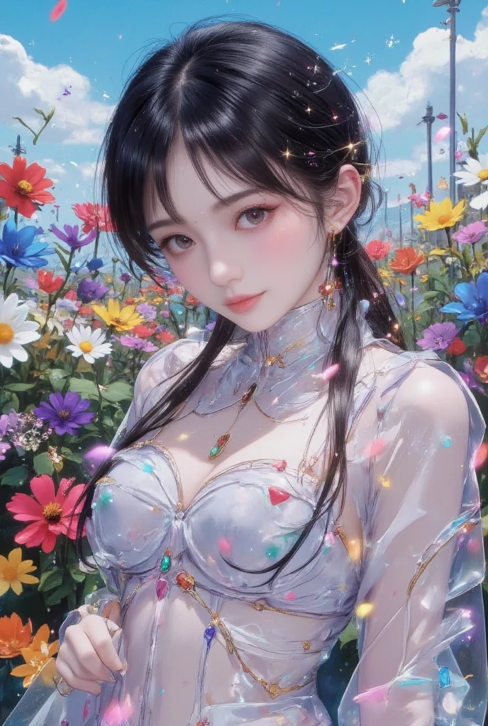 illustration by artgerm,ayami kojima,attractive woman,perfect body,huge breasts,hyperfeminine curves,floral body hugging cheongsam,cute and playful,vibrant,emotive expressions,(best quality,4k,8k,highres,masterpiece:1.2),ultra-detailed,(realistic,photorealistic,photo-realistic:1.37),HDR,UHD,studio lighting,physically-based rendering,extreme detail description,professional,vivid colors,portraits,colorful lighting