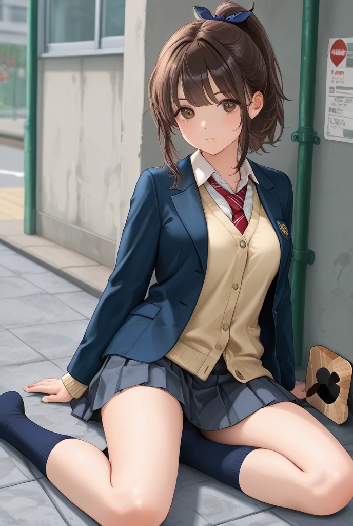 (((night,真night中))),((Perfect Anatomy:1.2,Realistic:1.3,RAW Photos:1.3,masterpiece、Highest quality、Ultra - High resolution、High resolution、Highly detailed CG、8K)),Cowboy Shot,((attractive way to sit)),((((Crouching pose)))),1 female,alone,18-year-old、High school girl beautiful girl,Japanese,((Beautiful and graceful face and eyes:1.2,Big beautiful eyes:1.3,)),blonde,Long Hair,(Center parted hair:1.4,amount),Medium Chest,Slender body,Small Head:1.3,skinny,(Brown Skin:1.4),(Oily skin,Glowing Skin,Shiny skin,Sweat:1.2),(school uniform、Dark blue blazer jacket、Checkered pleated mini skirt),Dirty back alley、Tokyo、((Turn your body forward))、((((Showing panties)))),(Lonely),((Feeling depressed))、Stick out your crotch、((Feeling depressed))