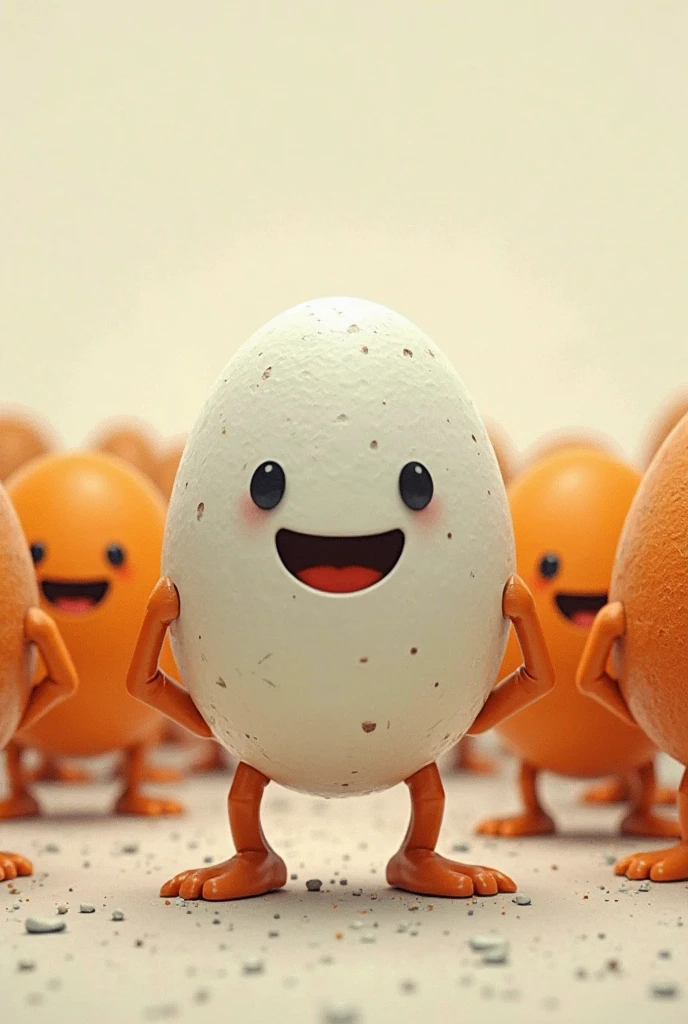 an egg with arms and legs