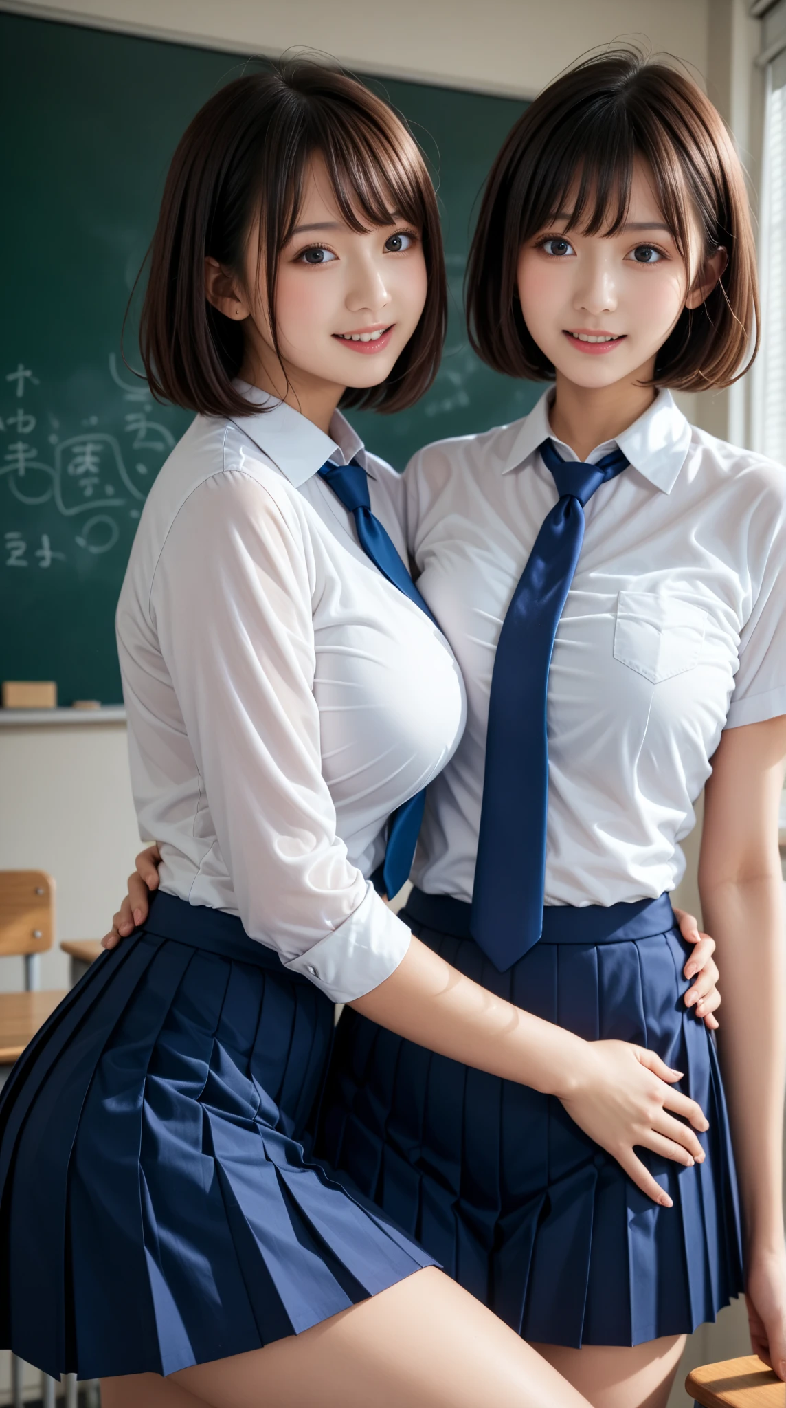 Best Quality, masutepiece, 超A high resolution, (Photorealistic:1.4), Raw photo,
Ultra realistic beautiful Japan schoolgirl,18 years old, Standing, Looking at Viewer, Smile,
(Big breasts:1.3), NSFW, Open your clothes, (School uniform:1.4), in class room Exposed nipples thighs thighs thighs thighs
