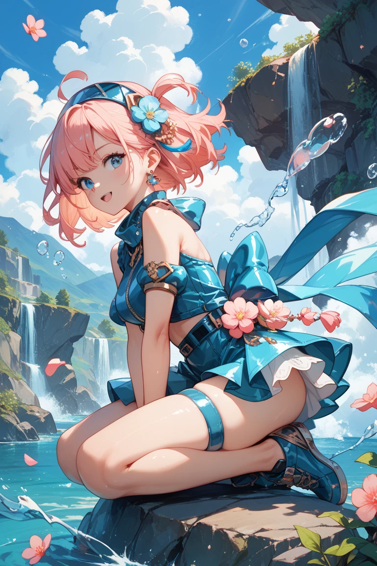 hightquality、masutepiece、Clean face、mekosji、invisible clothes、Opening legs、very transparent clothing、very transparent underwear、Open your legs、Open your legs on your back、Opening legs、Open your legs in an M shape、Chignon、pinkcolor、A smile、plump thighs、Navel、Chest、Perforated lingerie
