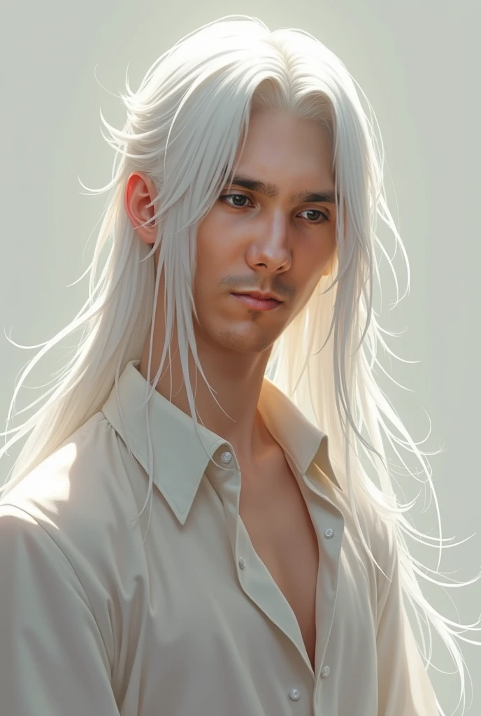 Best quality, masterpiece, ultra high res, (photorealistic:1.4), raw photo, young handsome male, facial hair, silver hair, long hair tied back