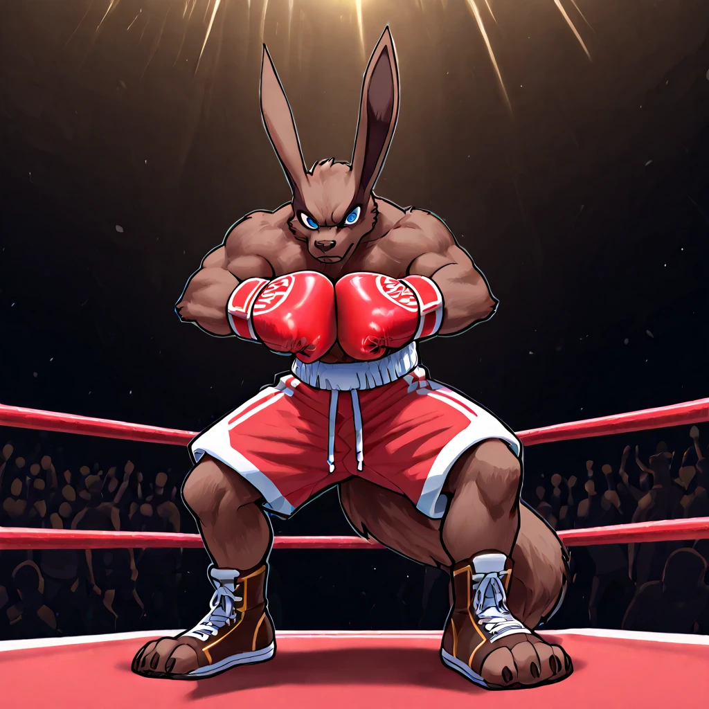 Bodybuilder boxer mix rabbit in boxing ring scary picture 